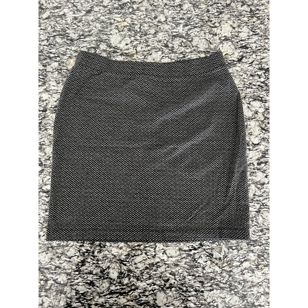 Ann Taylor Loft Black White Geometric Metallic Knit Mini‎ Skirt Womens Medium